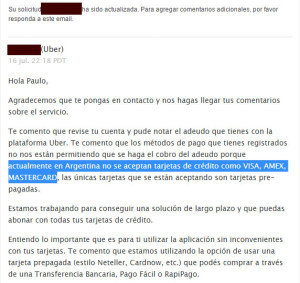 Uber Argentina - Cartão Pré-Pago