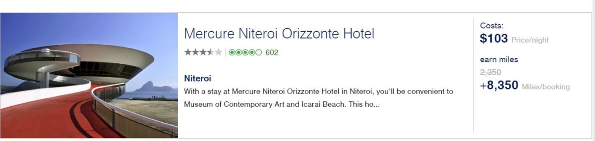 Exemplo de reserva promocional, Mercure Niterói - Miles & More
