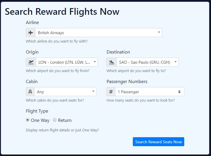 Monitorando disponibilidade de bilhetes prêmio na British Airways, Virgin Atlantic, Air France e KLM com o SeatSpy