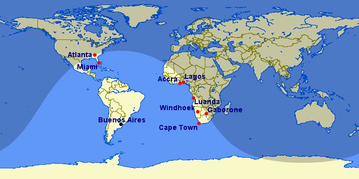 Todos aeroportos que a Qatar Airways opera com menos de 5.000 milhas de Ezeiza, Buenos Aires