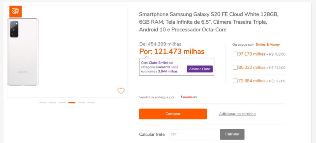 Samsung S20 FE - 121 mil milhas Smiles